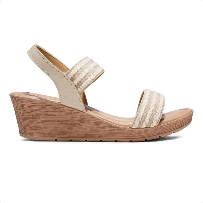 Sandália Usaflex Plataforma Multimateriais Feminina 37 / Bege / Nude