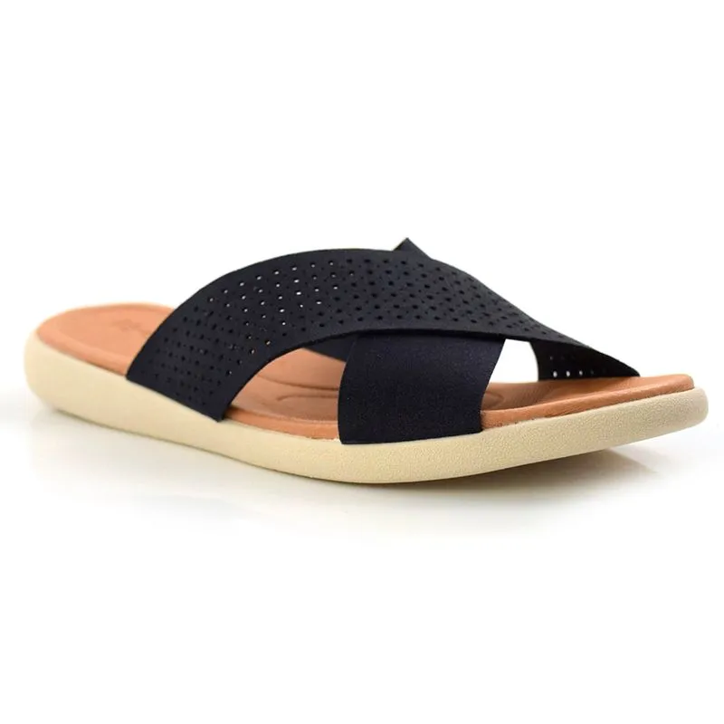 Tamanco Feminino de Couro com Salto Baixo Usaflex Azul AF1408 37