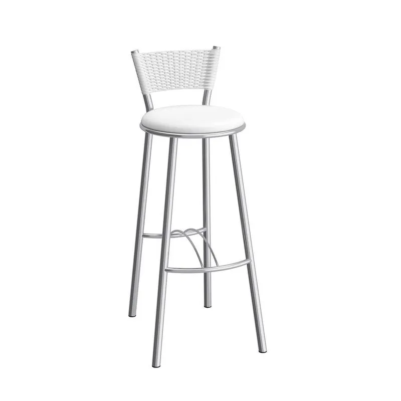Banqueta Alta com Encosto Vitória Compoarte Cromado/Branco