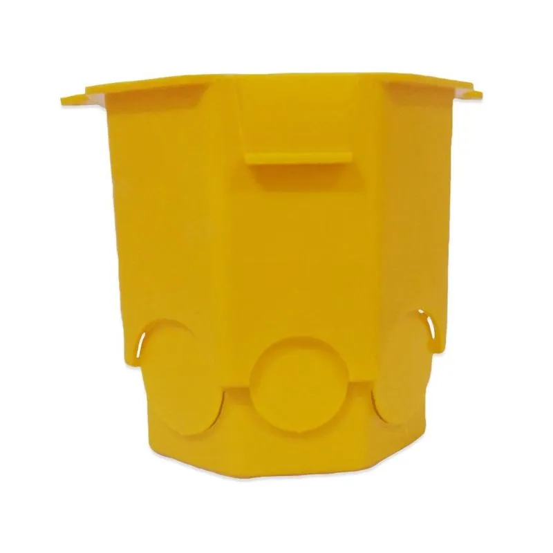 Kit 9 Caixa Luz Plást Sextavada Dupla Fundo Fixo Amarela 3"