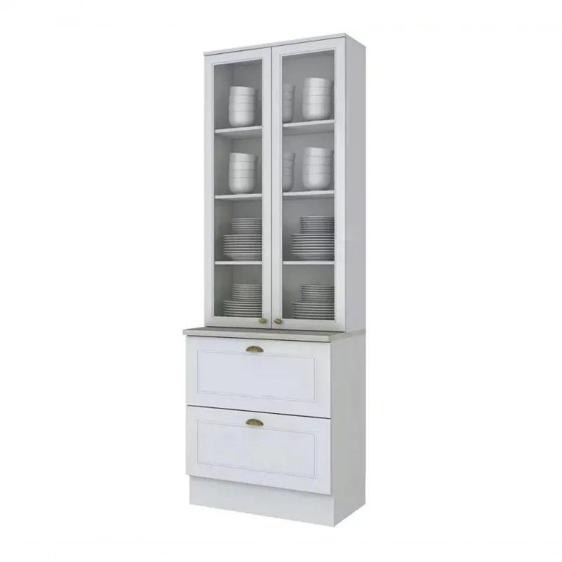 Cristaleira 02 Portas 02 Gavetas Americana C357 Branco