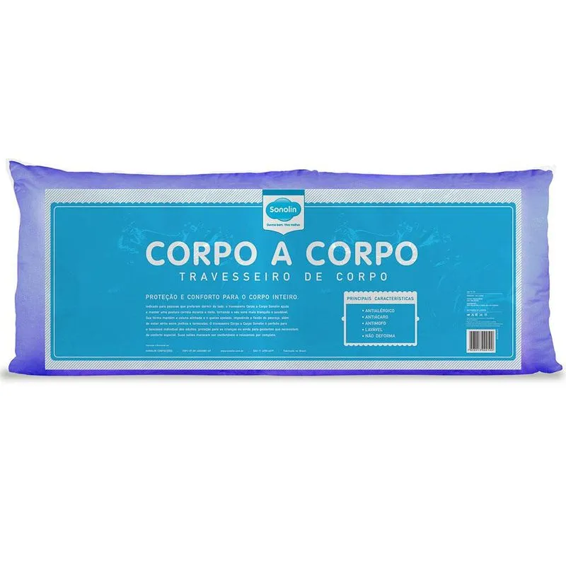 Travesseiro Sonolin Corpo a Corpo 135x50cm Azul