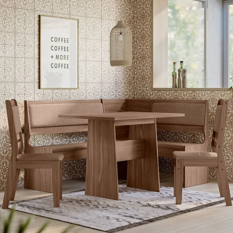 Conjunto Sala de Jantar Canto Alemao Afrodite Amendoa 07C