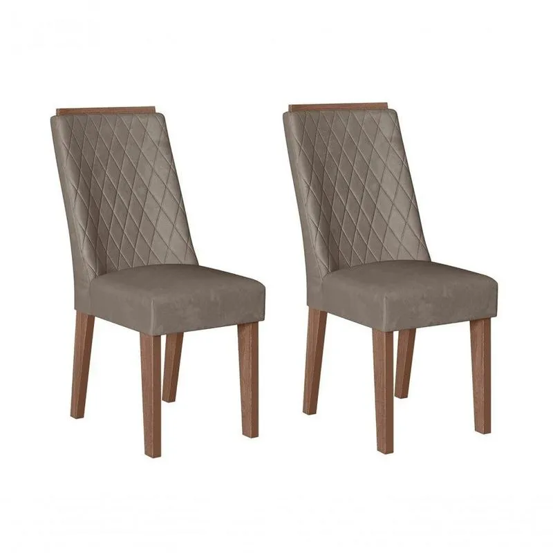 Conjunto Com 02 Cadeiras De Jantar Romênia Amêndoa 01a