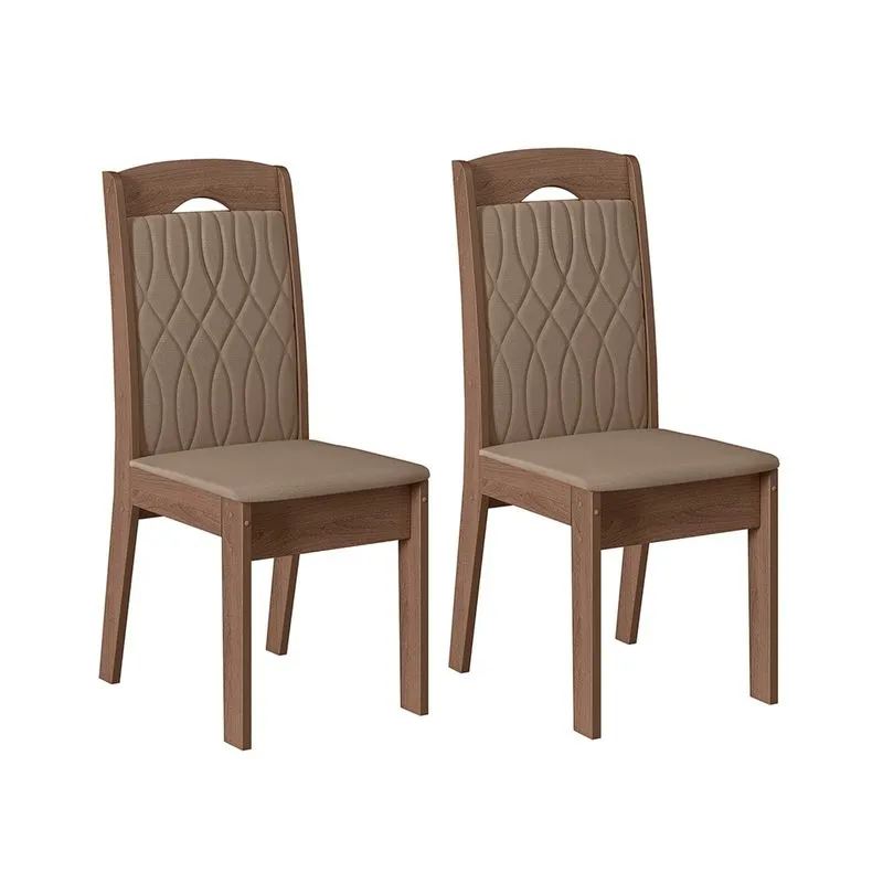 Conjunto Com 02 Cadeiras De Jantar Belgica Amendoa 73b