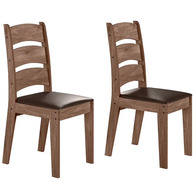 Conjunto Com 02 Cadeiras De Jantar Mali Amendoa 61c