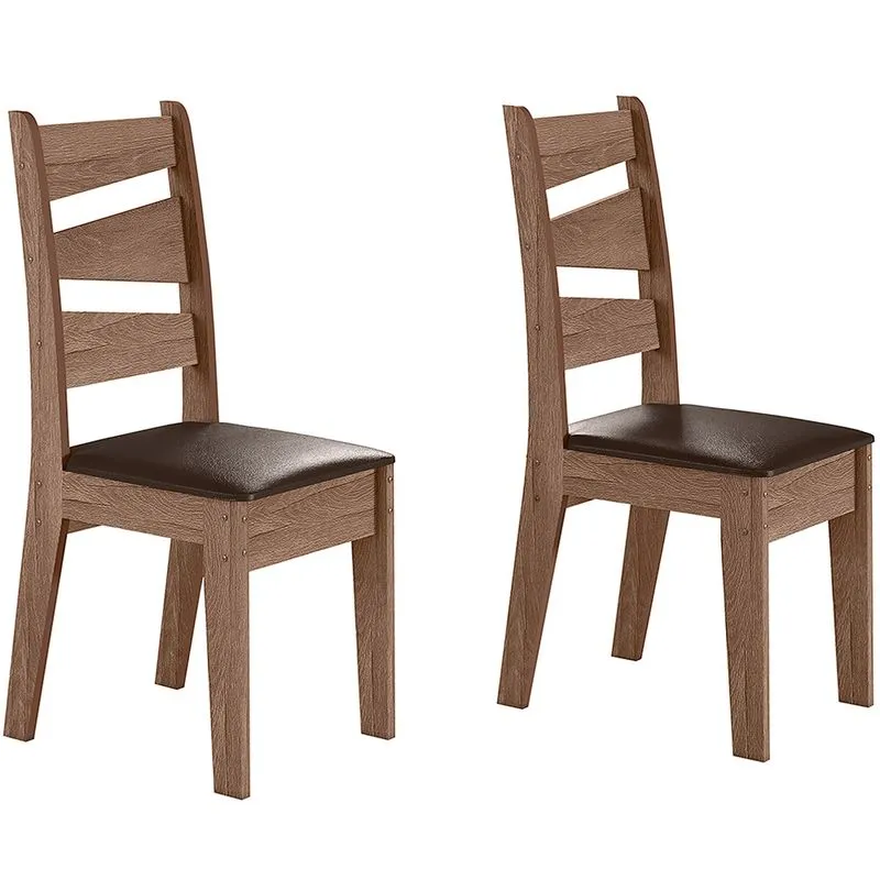 Conjunto Com 02 Cadeiras De Jantar Italia Amendoa 61c