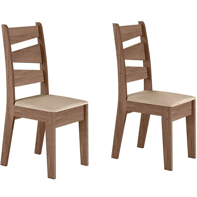 Conjunto Com 02 Cadeiras De Jantar Italia Amendoa 51c
