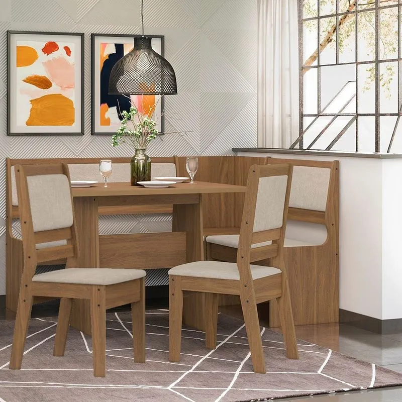 Conjunto Sala de Jantar Canto Alemao Afrodite Cedro Gold 74B