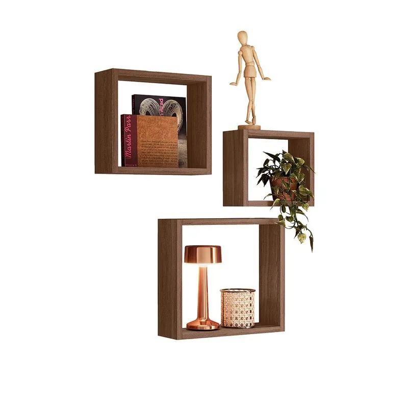 Nicho Decorativo Kit 3 Unidades Amendoa