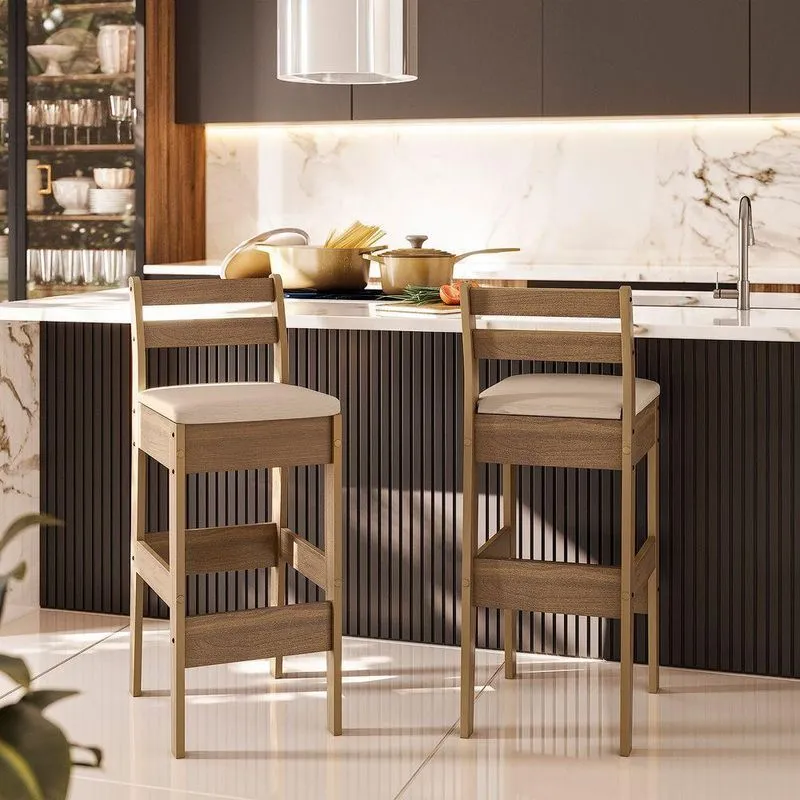 Conjunto Com 02 Banquetas Gourmet Cedro Gold 51c