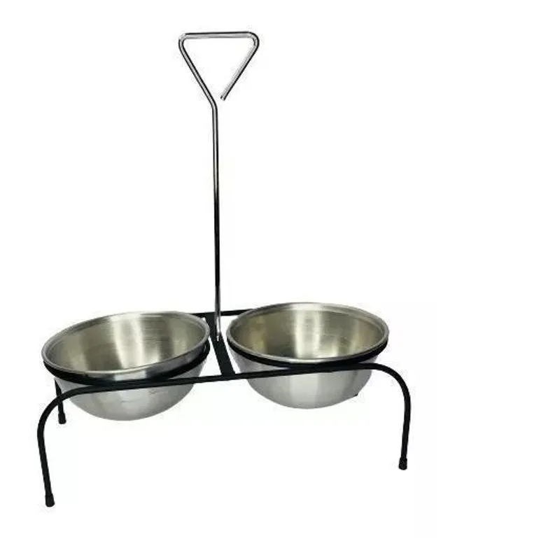 Comedouro Bebedouro Tigela Pet Cachorro Duplo Com Alça 750ml