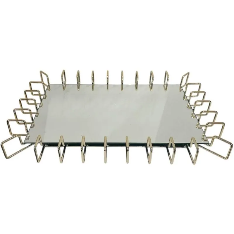 Bandeja Espelhada Dourada Retangular Decorativa para Lavabo Aparador Centro de Mesa Anfield
