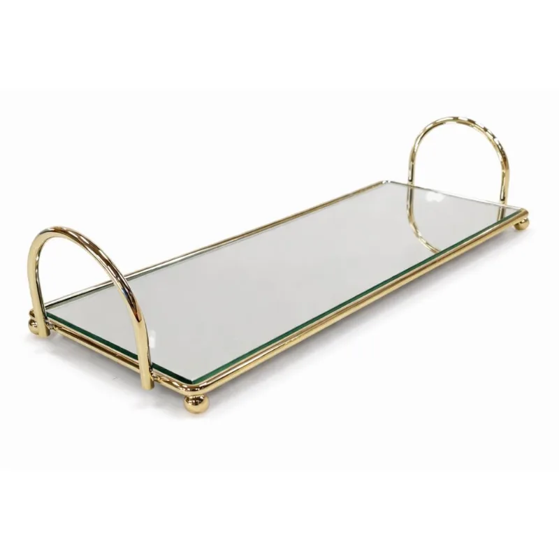 Bandeja Florença com Espelho 11x30cm Dourada 25.19 - Duler