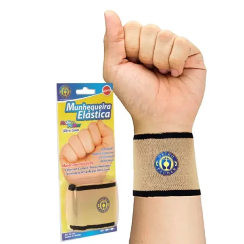 Munhequeira Elástica Fashion G Bege com Marrom AC440 - Ortho Pauher