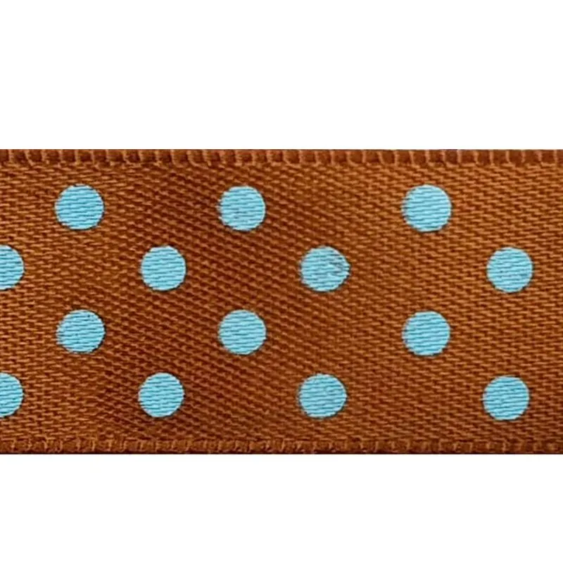 Fita de Cetim Estampada Aquarela FCEB 16mm Rolo com 10 Metros Marrom / Azul 10 UN