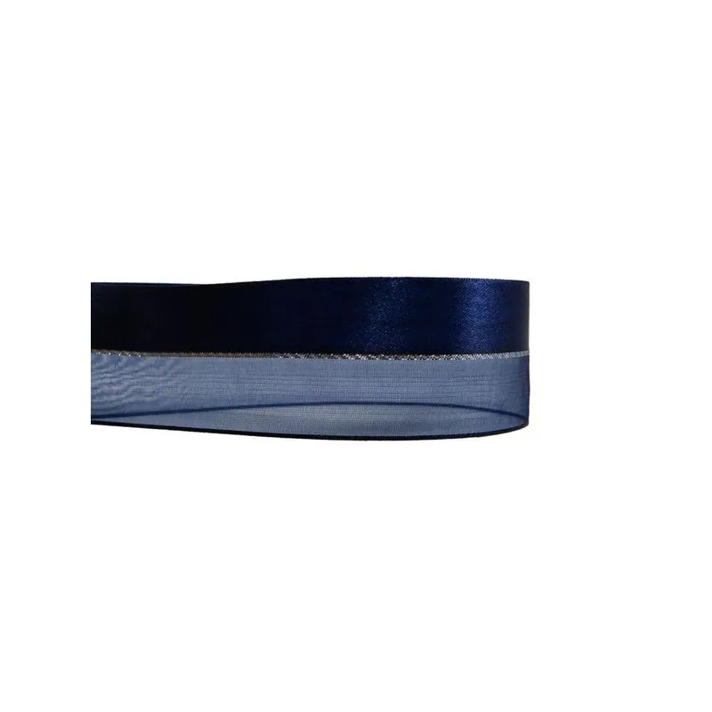 Fita de Voal Aquarela FCOS 23mm Rolo com 10 Metros Azul Marinho / Prata 13 UN