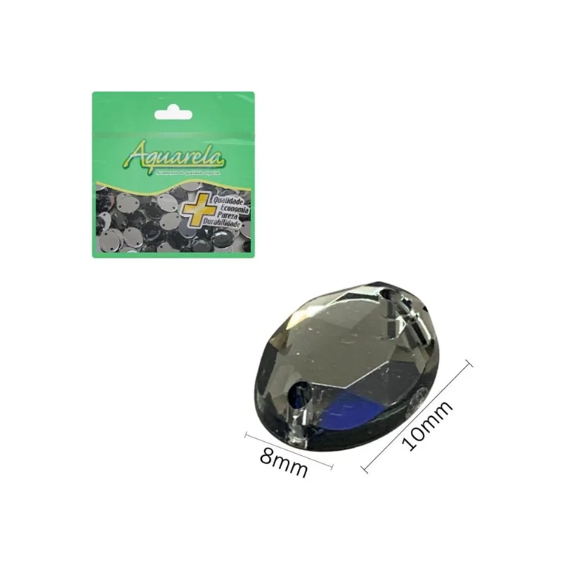 Chaton para Costura Oval 2FE 8x10mm Aquarela pacote com 100un Smoke 40 UN