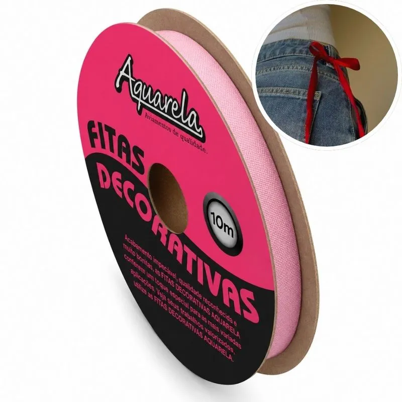 Fita Voal Aquarela FOPO 6mm com 10 Metros Rosa Bebe 125 UN
