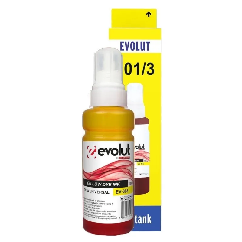Garrafa de Tinta EV365 amarelo para uso em T544 L1110 L1210 L5190 L5290 L5590 tank