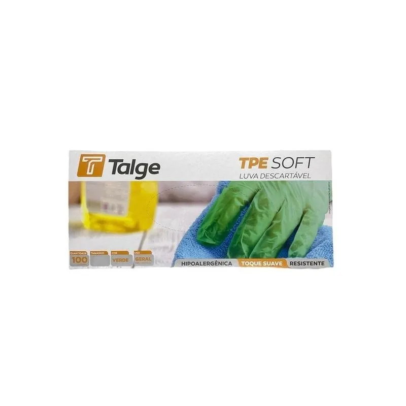 Luva Descartável Tpe Soft Talge C/100un - Verde - M