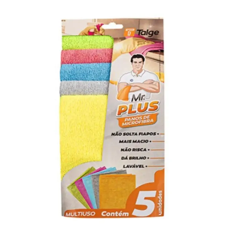 Pano Multiuso Microfibra Com 5 Unidades 30x38cm Talge