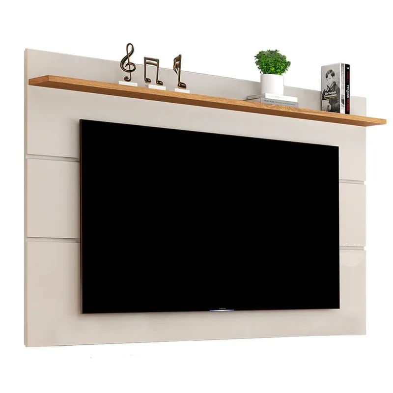 Estante Painel Parede TV 40 42 47 48 50 55 60 Polegadas Prateleira Decorativa Sala Quarto Retrô Vivare New 1.6 – Off White/Nature – rpm