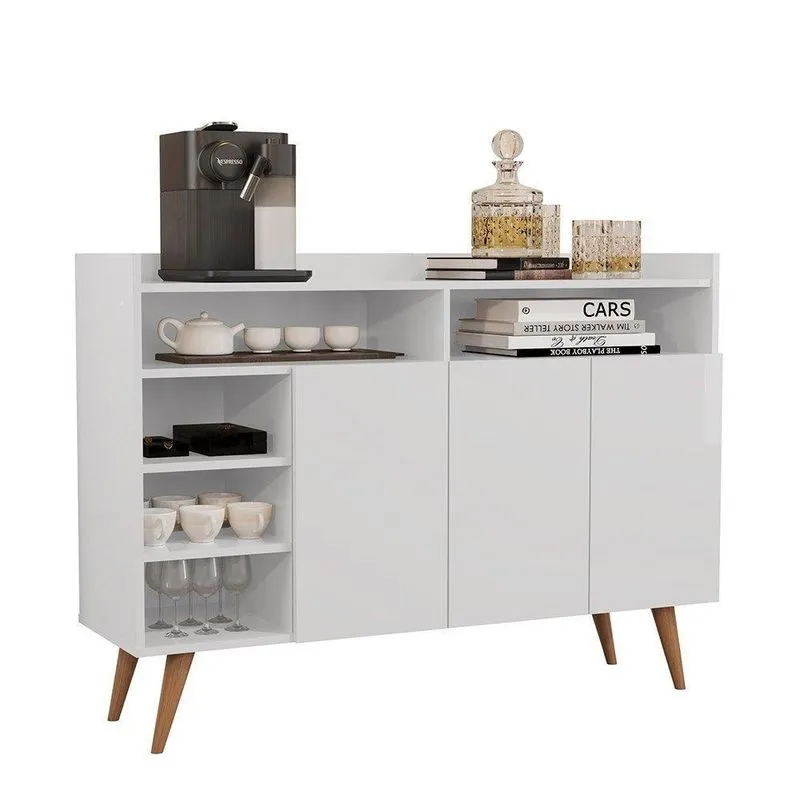 Buffet Aparador 3 Portas Nichos Retro Celta Giga Branco