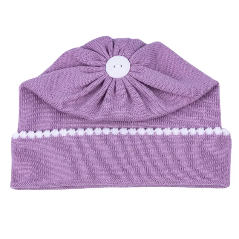 TOUCA TRICÔ BEBE LILÁS FLORAL C/BRANCO Sanches