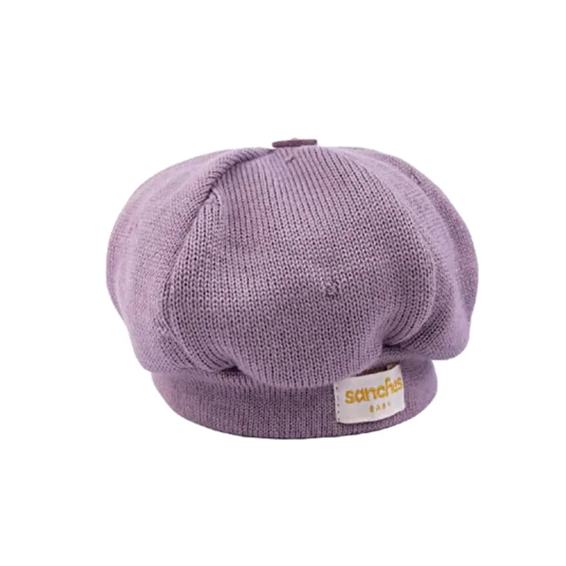 BOINA TRICÔ BEBE LILÁS FLORAL LISO Sanches