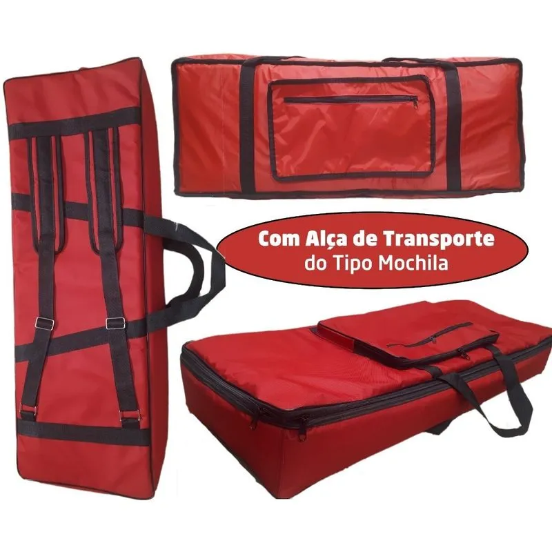 Capa Teclado Luxo Yamaha Psr-s670 Nylon Vermelha Acolchoada