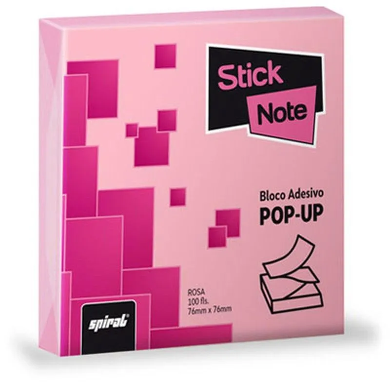 Bloco autoadesivo 76x76 Pop-Up rosa com 100 folhas Stick Note pt 1 un