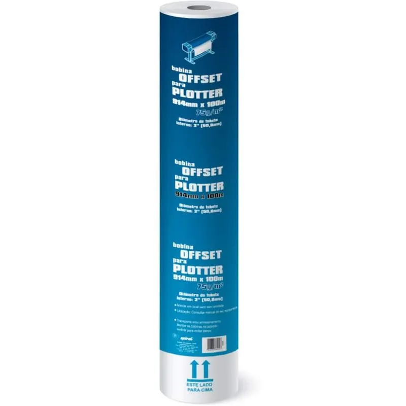Bobina para plotter 914mmx100m 75g offset (2 diam.inter.) Spiral
