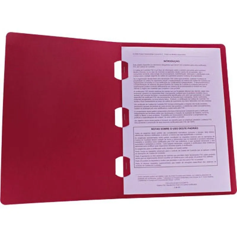 Pasta 180g 225x315 3 grampos vermelho Spiral pt 10 un
