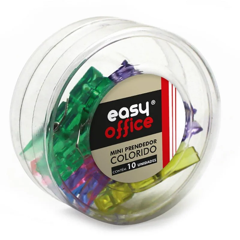 Mini prendedor de papel colorido 305005 Easy Office CX 10 UN