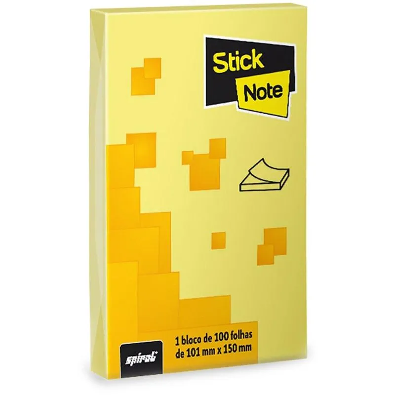 Bloco autoadesivo 101x150 amarelo com100fls Stick Note pt 1 un