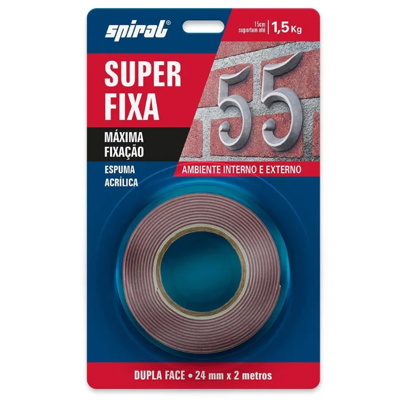 Fita adesiva dupla face máxima fixação s. Fixa 24mmx2m Spiral bt 1 un