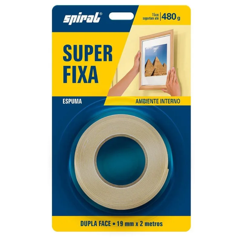 Fita adesiva dupla face espuma Super Fixa 19mmx2m Spiral bt 1 un