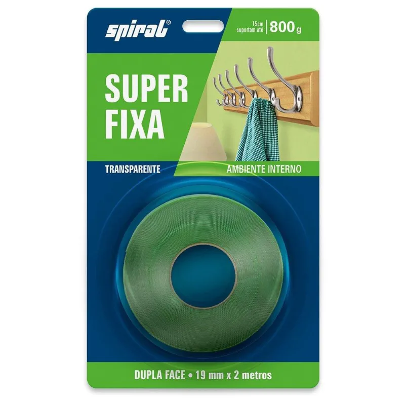 Fita adesiva dupla face transparente s. Fixa 19mmx2m Spiral bt 1 un