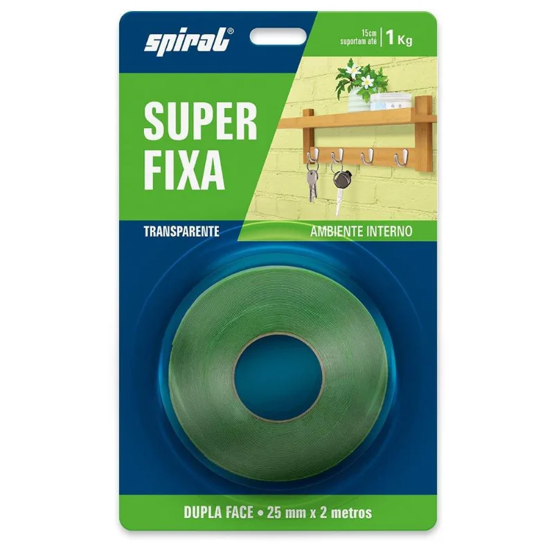 Fita adesiva dupla face transparente s. Fixa 25mmx2m Spiral bt 1 un