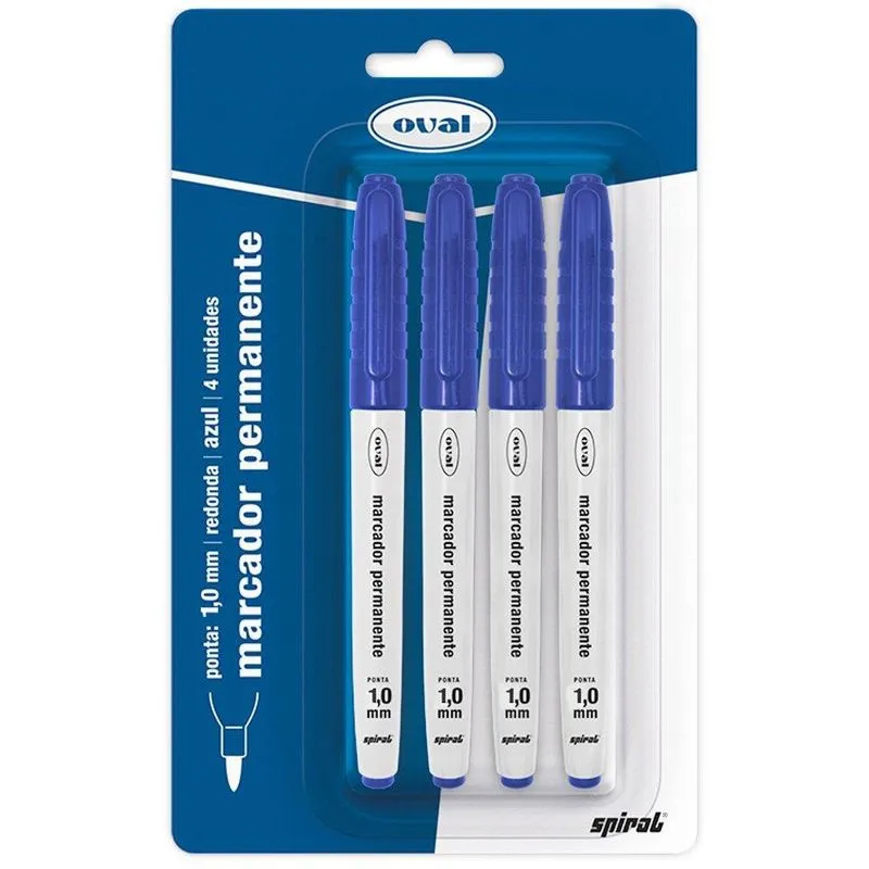 Pincel marcador permanente 1,0mm azul PY230200-4 Oval bt 4 un