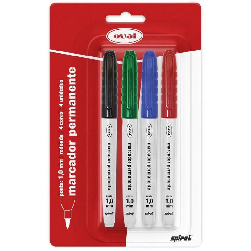 Pincel marcador permanente 1,0mm com4 cores PY230200 Oval bt 4 un