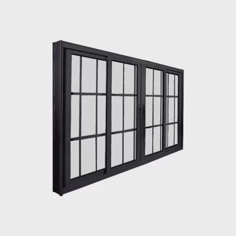 Janela de Correr Abertura Central Premium 4 Folhas com Grade Vidro Liso 100x120cm Espresso