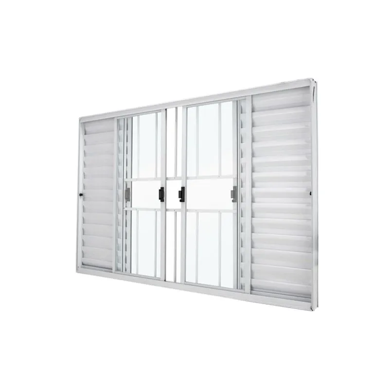 Janela Veneziana Abertura Central 6 Folhas Grade Vidro Liso 100x120cm Exclusiva Yescasa Branco Branco