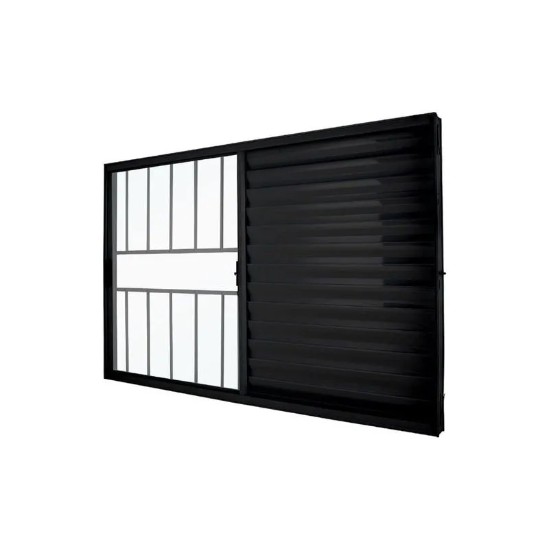Janela Veneziana Abertura Direita 3 Folhas Grade Vidro Liso 100x150cm Exclusiva Yescasa Preto Preto