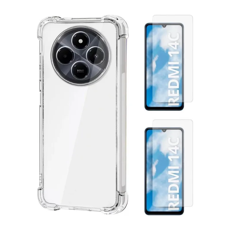 Kit Capinha Anti Queda Para Redmi 14C + 2 Películas Vidro 3D