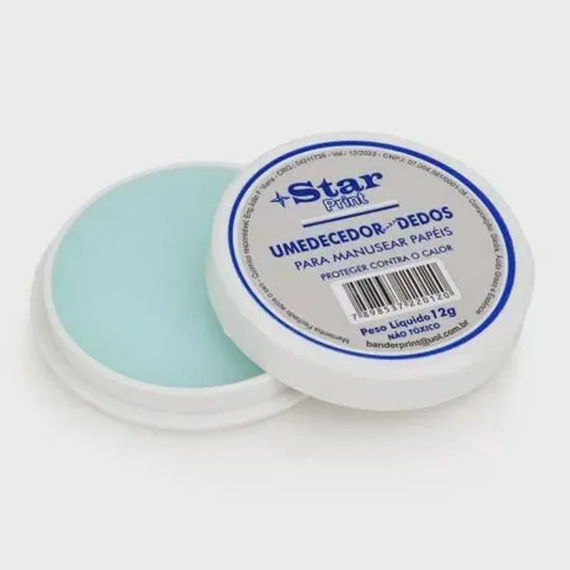 Molha Dedo Glicerina Creme 12g Umedecedor Dedo