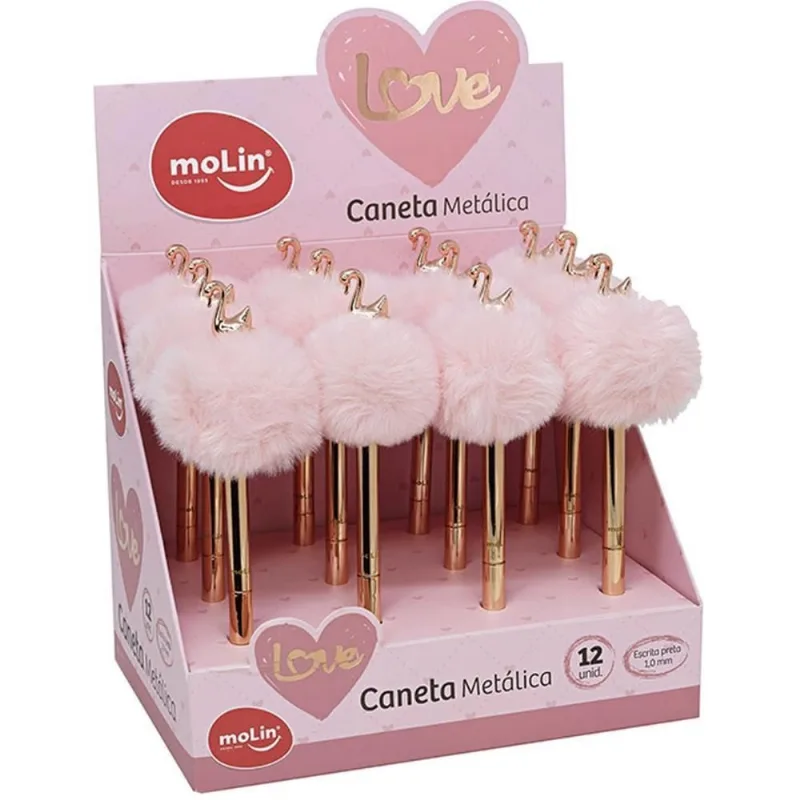 Caneta Esferografica Cisne Pompom Love Hearts DP.C/12