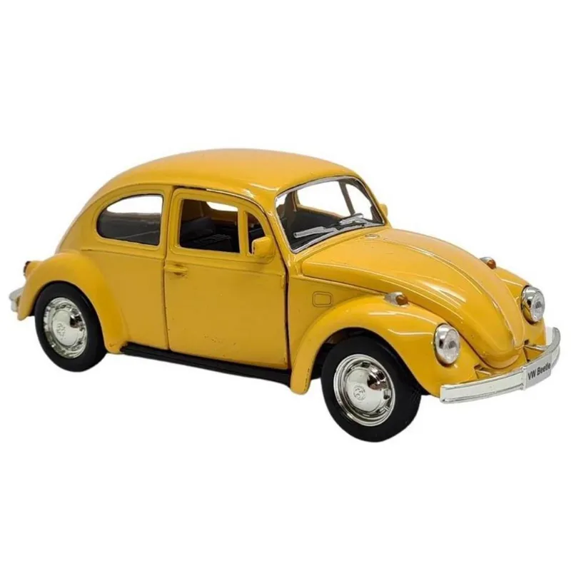 Miniatura Fusca 1967 rmz City 1/32 Metal e Fricção Amarelo Mustarda