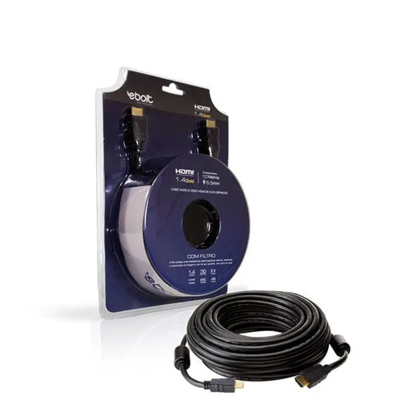 Cabo HDMI Gold 10m 1.4 Com Filtro Com Blister Ebolt